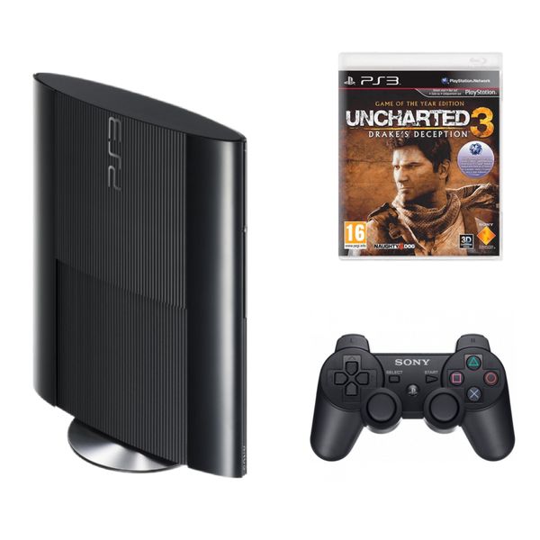 Игровая приставка PS3 Super Slim 250GB + Диск Uncharted 3: Drake's Deception 00287 фото